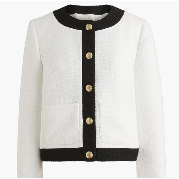 J. Crew Factory Jackets & Blazers - NWT J Crew Factory Black and White Tweed Lady  Jacket Size 8 BS928